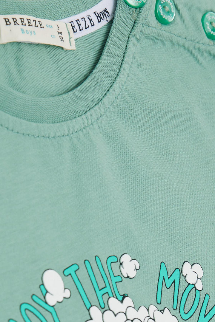 BRE Breeze Girls & Boys Boys T-shirt with Pop Corn Print, 2-6 Years, Mint Green - Nichelino