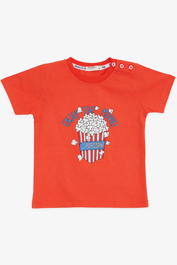 BRE Breeze Girls & Boys Boys T-Shirt with Pop Corn Print, 2-6 Years, Coral - Matosinhos