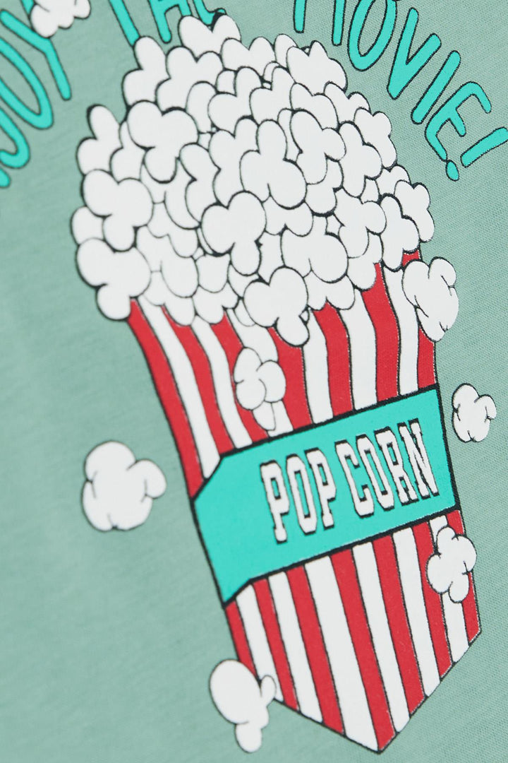 BRE Breeze Girls & Boys Boys T-shirt with Pop Corn Print, 2-6 Years, Mint Green - Nichelino