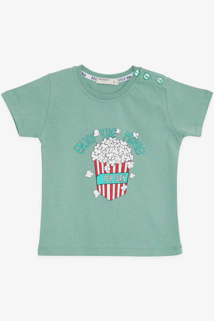 BRE Breeze Girls & Boys Boys T-shirt with Pop Corn Print, 2-6 Years, Mint Green - Nichelino