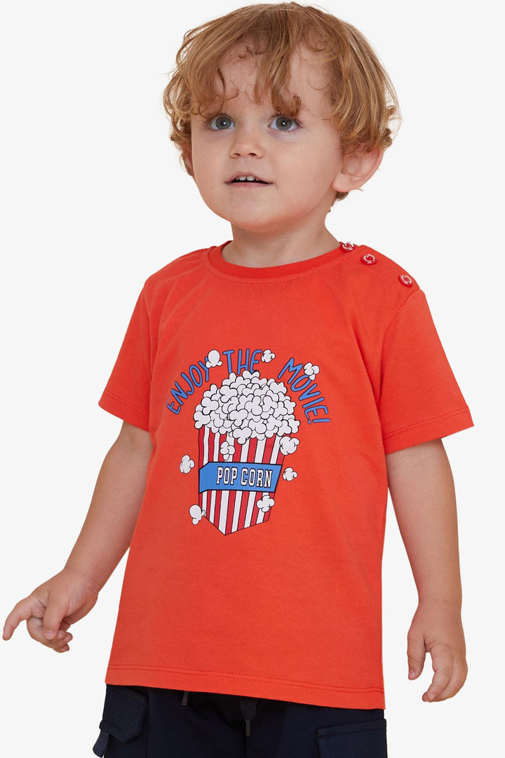 BRE Breeze Girls & Boys Boys T-Shirt with Pop Corn Print, 2-6 Years, Coral - Matosinhos