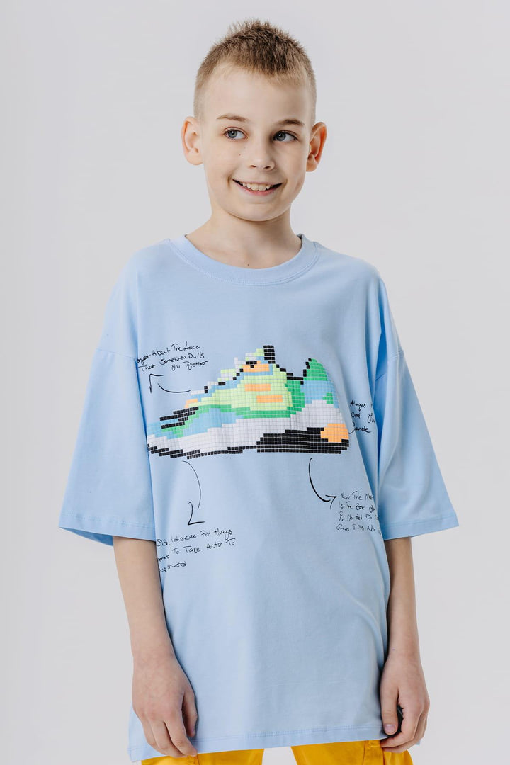 BRE Breeze Boys' T-Shirt Colorful Shoe Printed 96 Years, Light Blue - Ocosingo