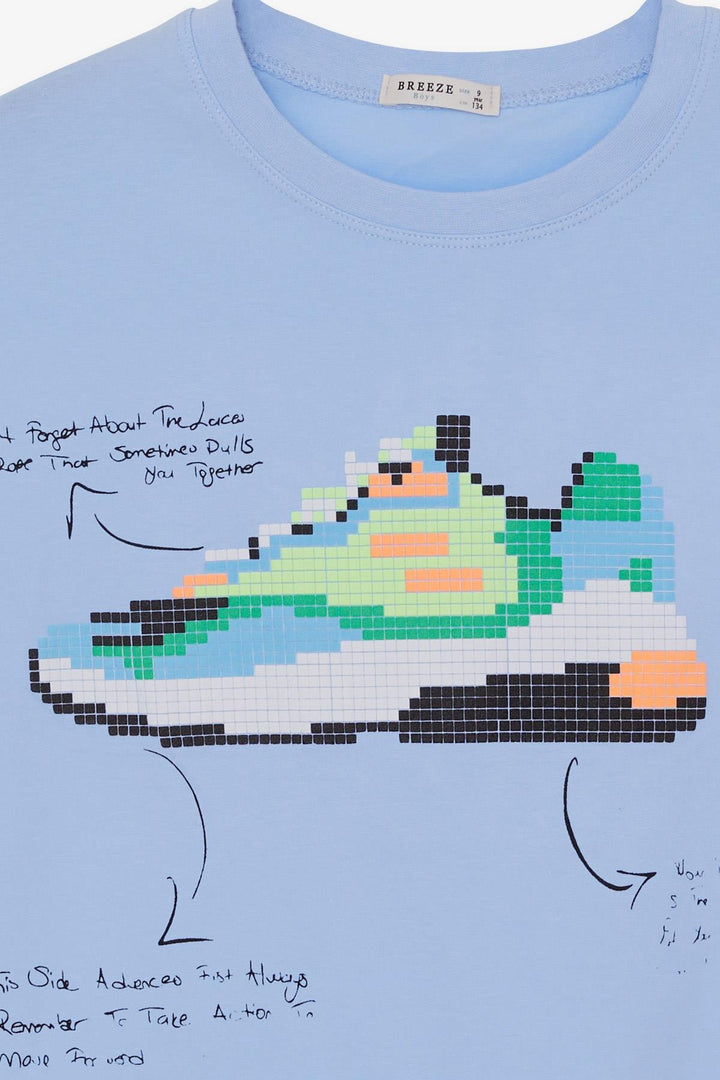BRE Breeze Boys' T-Shirt Colorful Shoe Printed 96 Years, Light Blue - Ocosingo