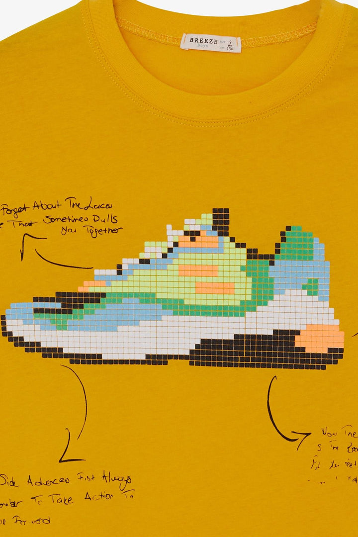 BRE Breeze Boys' T-shirt Colorful Shoe Printed 96 Years, Mustard Yellow - Cape Breton