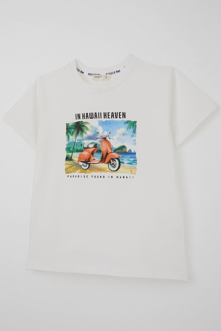 BRE Breeze Boys' T-shirt Scooter Tropical Hawaii Tour 50 Years, Ecru - Meppel