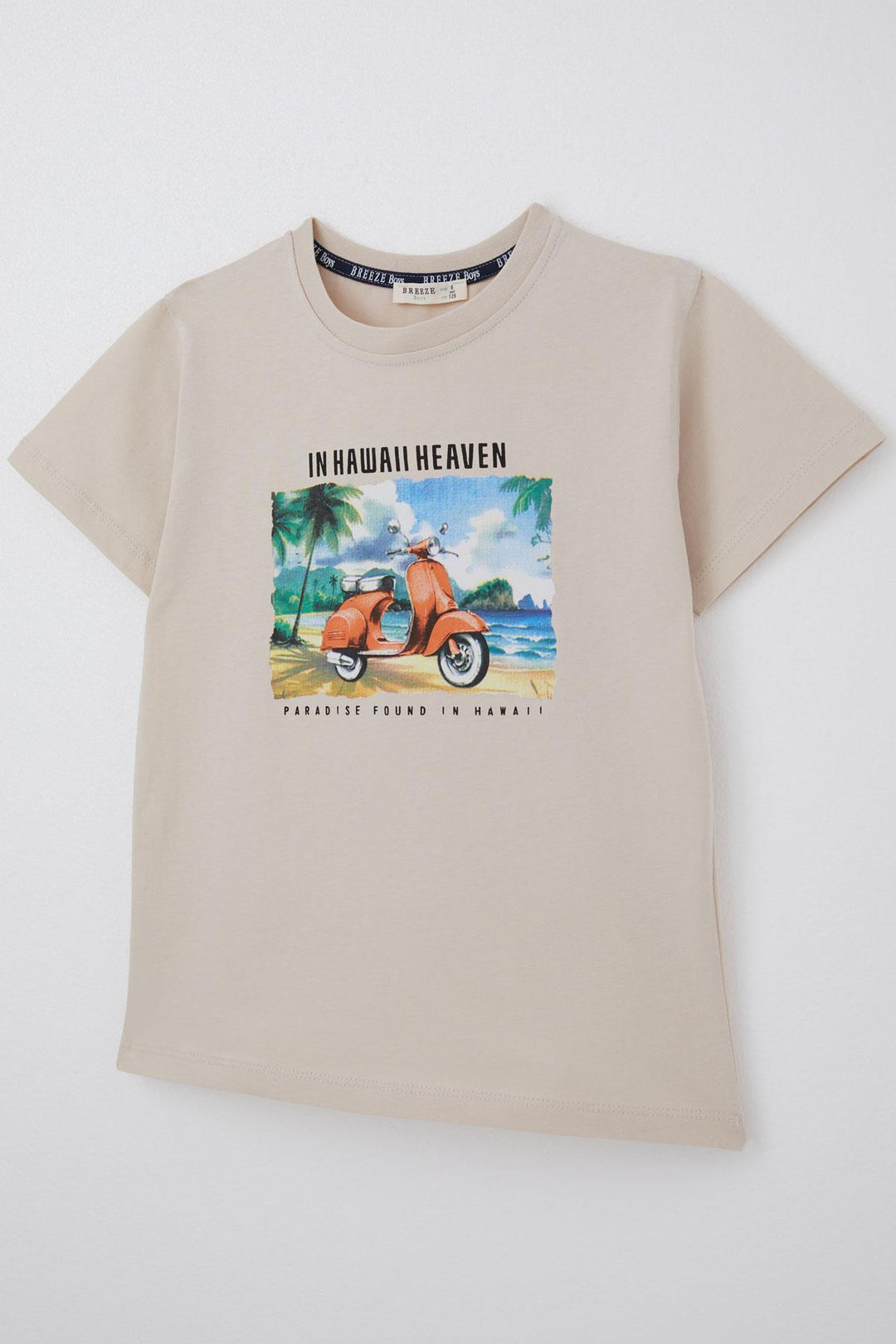 BRE Breeze Boys' T-shirt Scooter Tropical Hawaii Tour 50 Years, Beige - Decatur