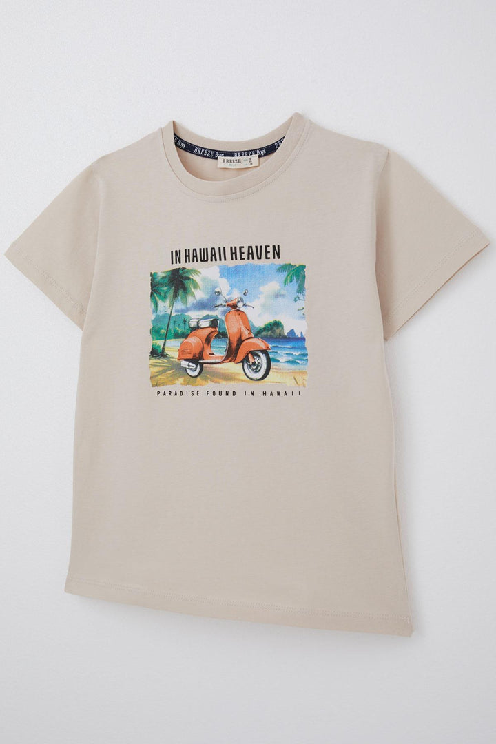 BRE Breeze Boys' T-shirt Scooter Tropical Hawaii Tour 50 Years, Beige - Decatur