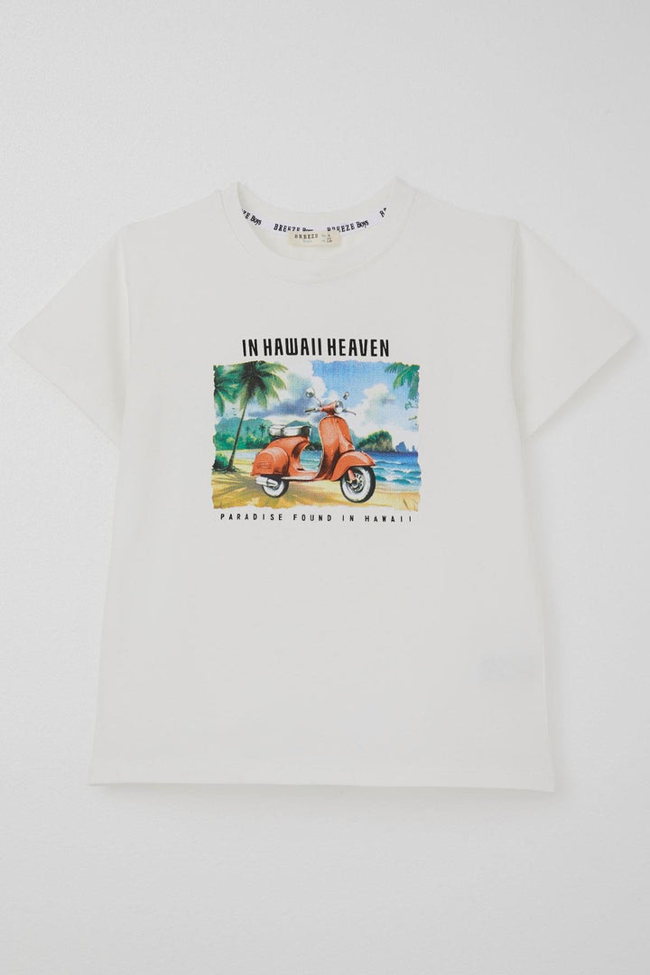 BRE Breeze Boys' T-shirt Scooter Tropical Hawaii Tour 50 Years, Ecru - Meppel