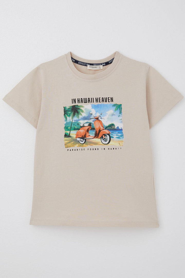 BRE Breeze Boys' T-shirt Scooter Tropical Hawaii Tour 50 Years, Beige - Decatur