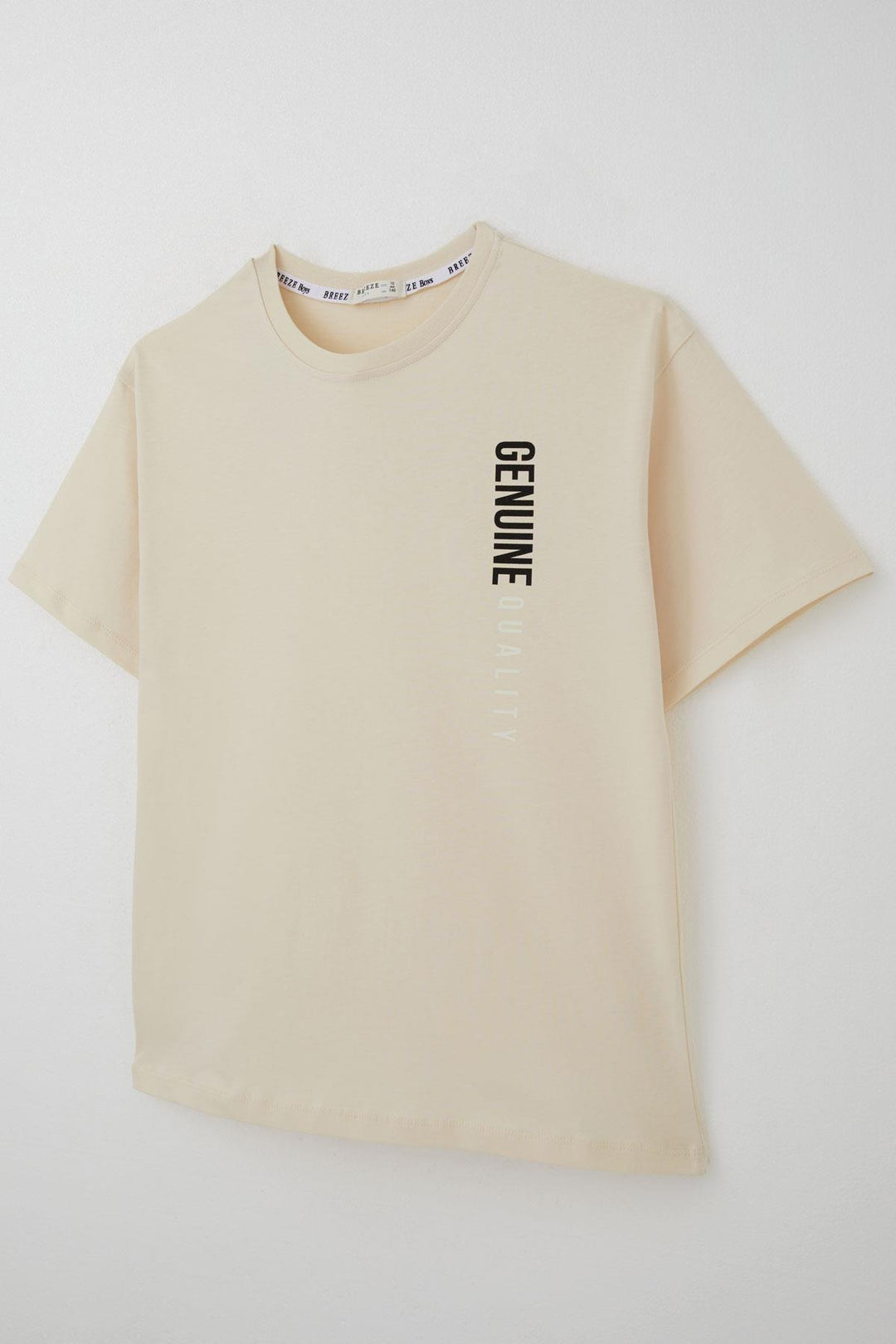 BRE Breeze Erkek Çocuk Tişört Sırt Kısmı Yazı Baskılı 94 Yaş, Krem - Rock Island