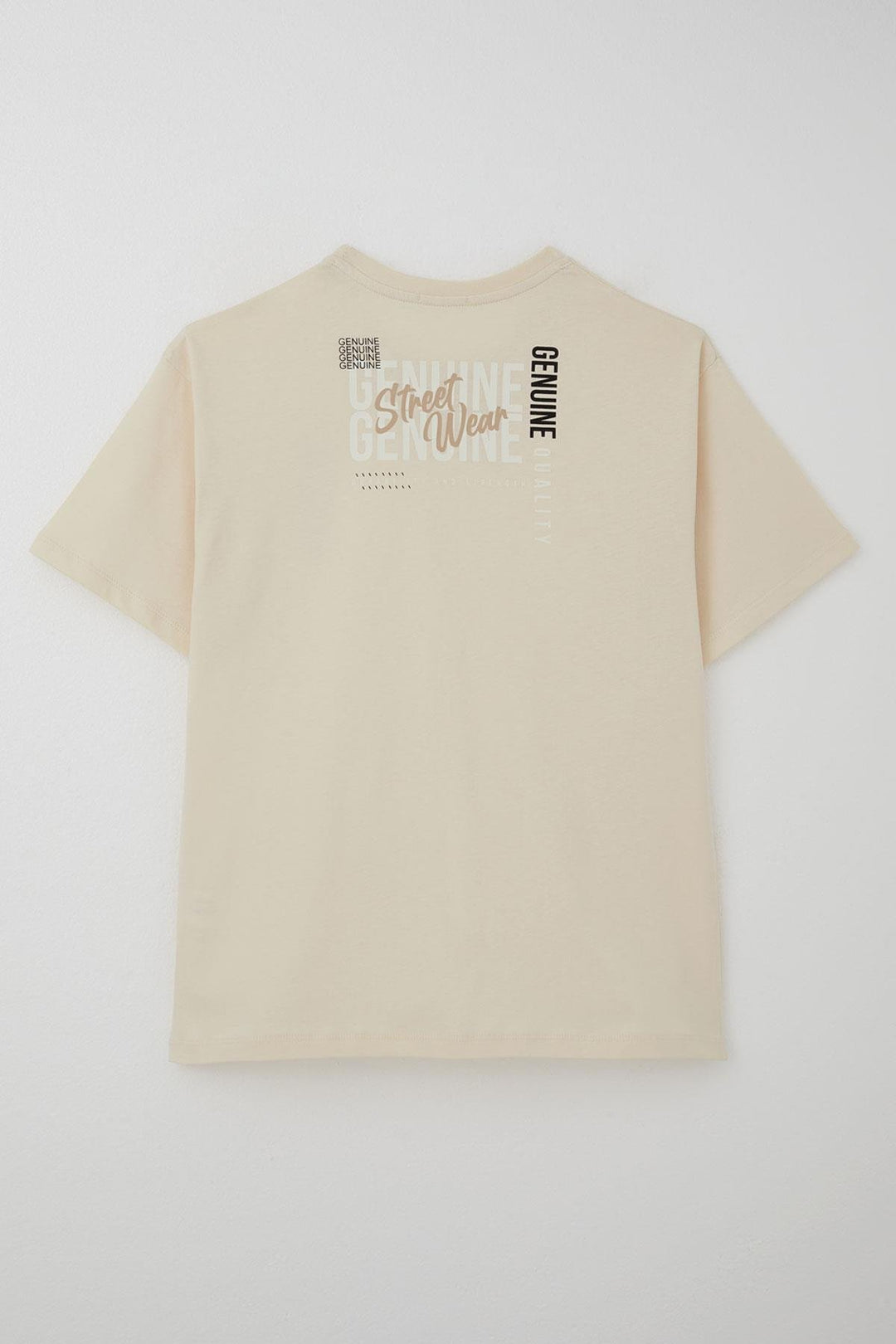 BRE Breeze Erkek Çocuk Tişört Sırt Kısmı Yazı Baskılı 94 Yaş, Krem - Rock Island