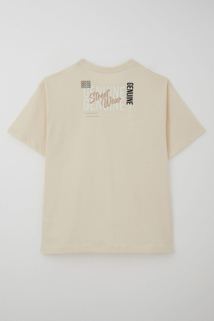 BRE Breeze Erkek Çocuk Tişört Sırt Kısmı Yazı Baskılı 94 Yaş, Krem - Rock Island