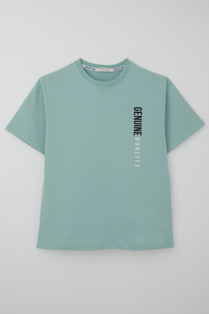 BRE Breeze Erkek Çocuk Tişört Sırt Kısmı Yazı Baskılı 94 Yaş, Su Yeşili - Mooresville