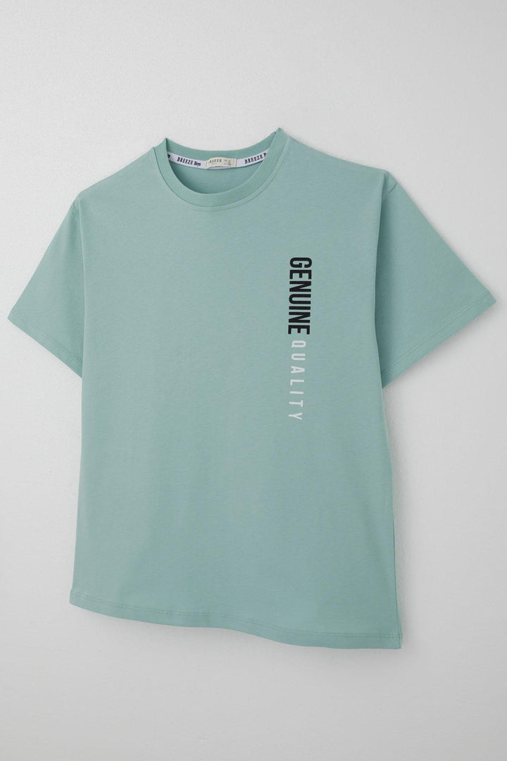 BRE Breeze Erkek Çocuk Tişört Sırt Kısmı Yazı Baskılı 94 Yaş, Su Yeşili - Mooresville