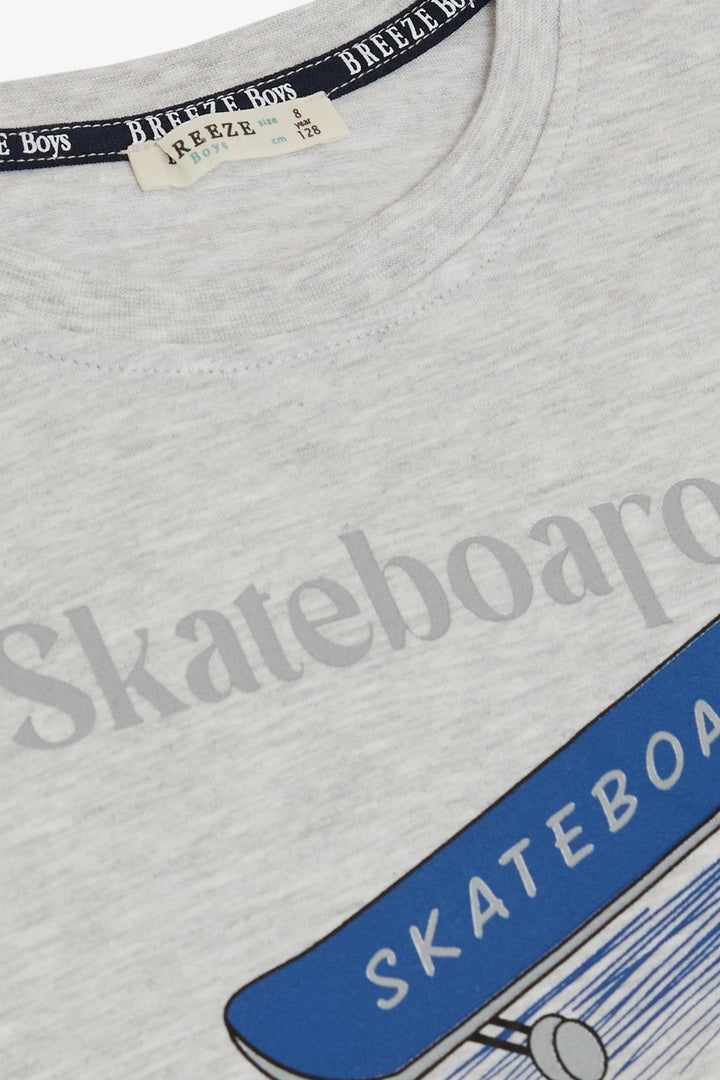 BRE Breeze Boys' T-shirt Skateboard Printed 82 Years, Light Grey Melange - Edmonton