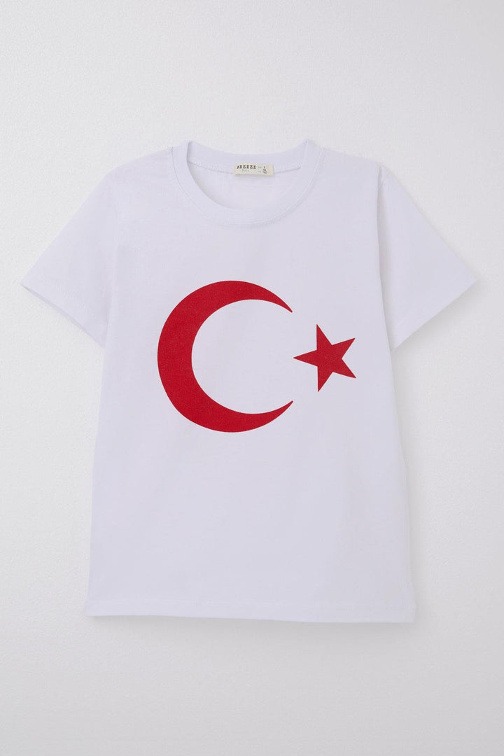 BRE Breeze Boys' T-shirt with Turkish Flag, 44 Years, White - Salt Lake City