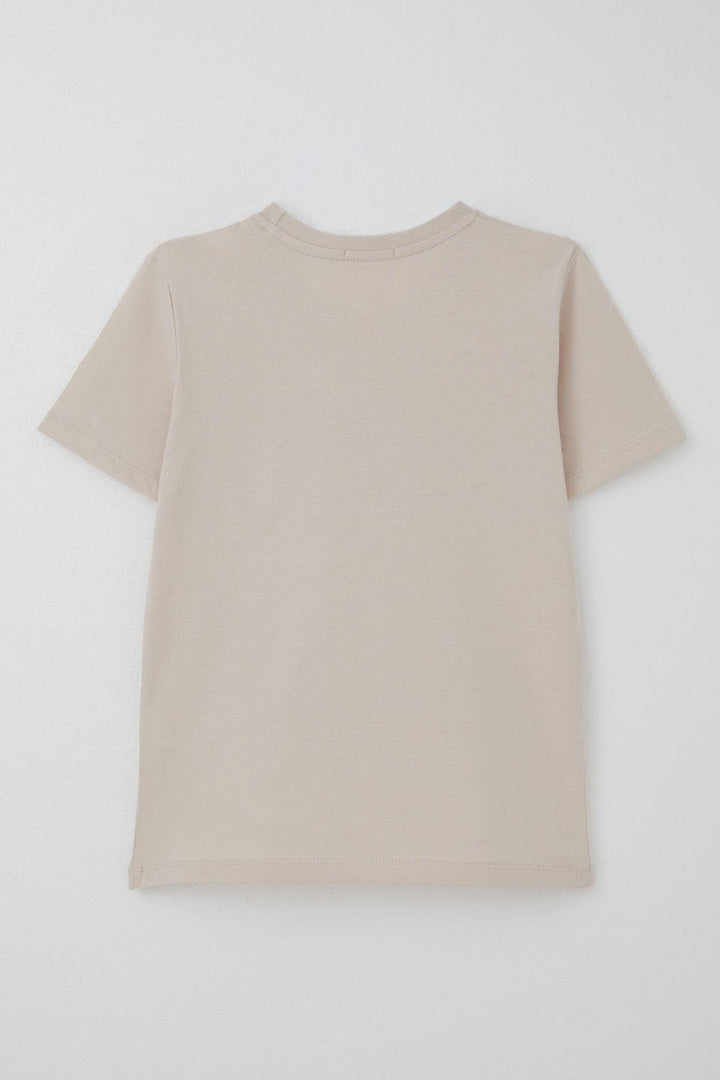 BRE Breeze Boy's T-shirt Reflective Effect Printed with Text 84 Years, Beige - Schwabach