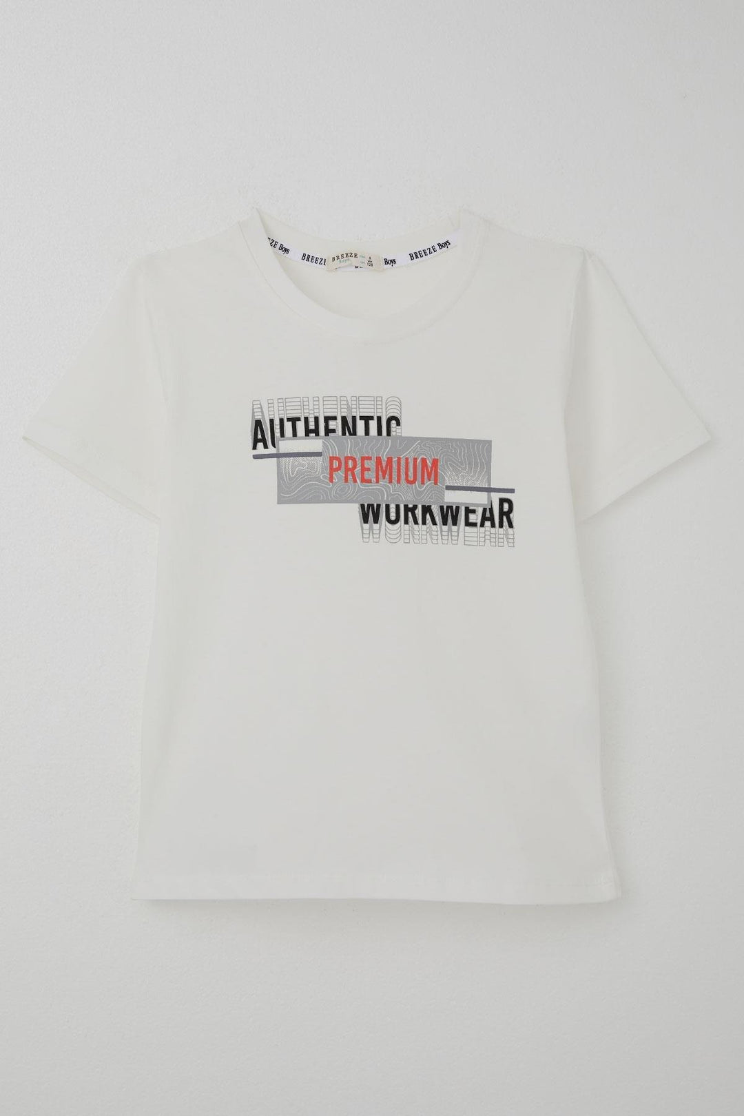 BRE Breeze Erkek Çocuk Tişört Yansıma Efekti Yazı Baskılı 84 Yaş, Ekru - Bristol