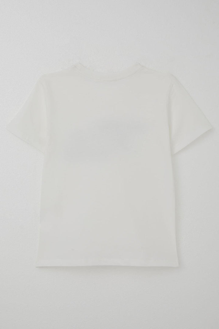 BRE Breeze Erkek Çocuk Tişört Yansıma Efekti Yazı Baskılı 84 Yaş, Ekru - Bristol