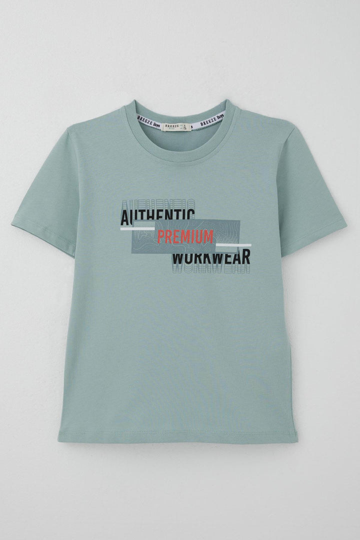 BRE Breeze Erkek Çocuk Tişört Yansıma Efekti Yazı Baskılı 84 Yaş, Su Yeşili - Zweibrücken