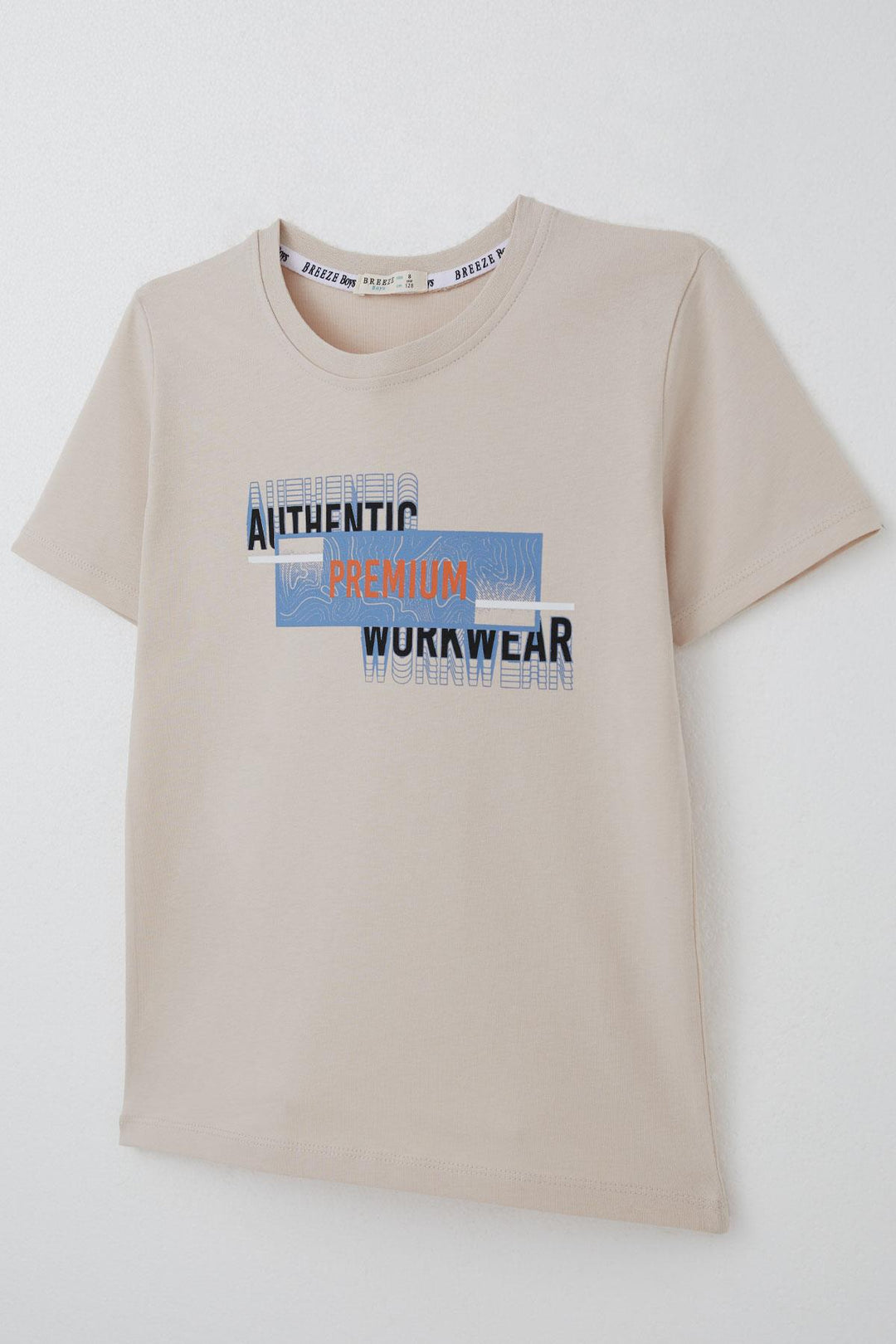 BRE Breeze Boy's T-shirt Reflective Effect Printed with Text 84 Years, Beige - Schwabach