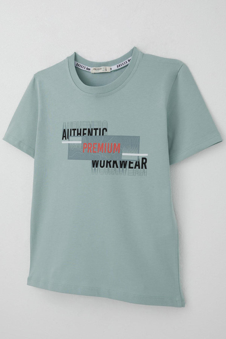 BRE Breeze Erkek Çocuk Tişört Yansıma Efekti Yazı Baskılı 84 Yaş, Su Yeşili - Zweibrücken