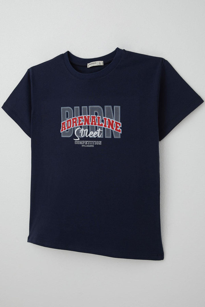 BRE Breeze Boys' T-Shirt Printed with Text, 50 Years, Navy Blue - Paderno Dugnano