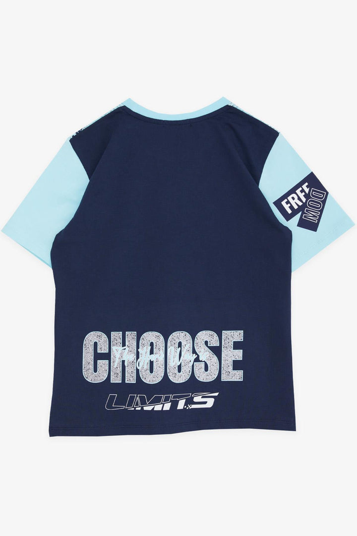 BRE Breeze Boys' T-Shirt Printed with Text and Emblem 96 Years, Light Blue - Perote