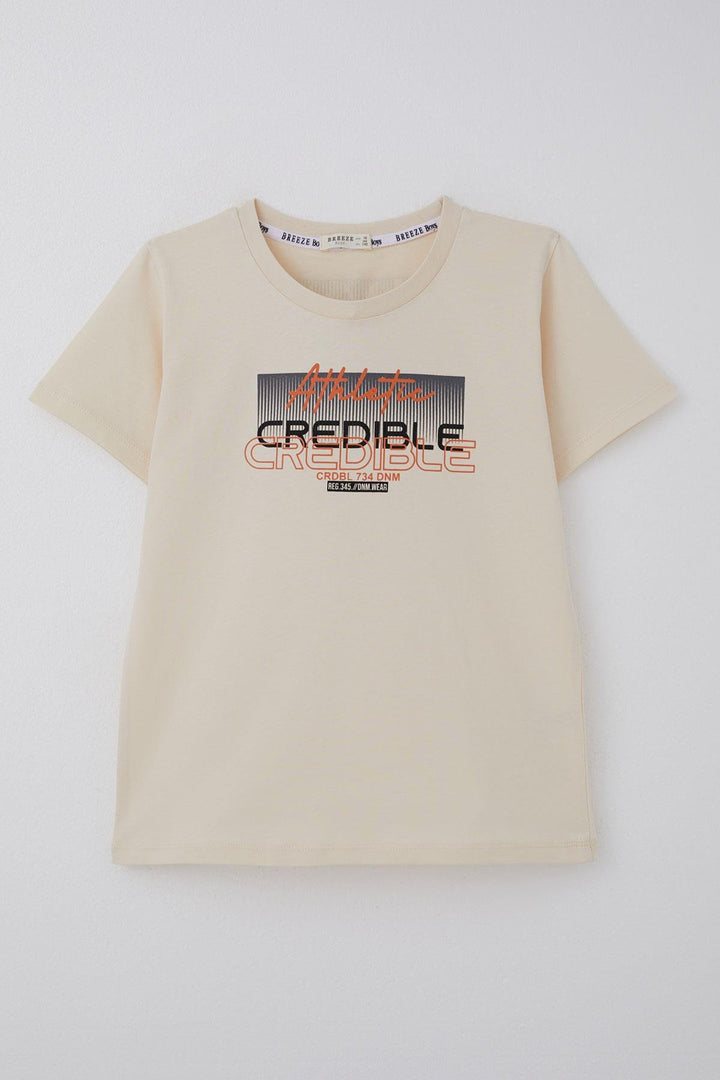 BRE Breeze Boys' T-Shirt Printed Back Print Detailed 106 Years, Cream - Voznesensk