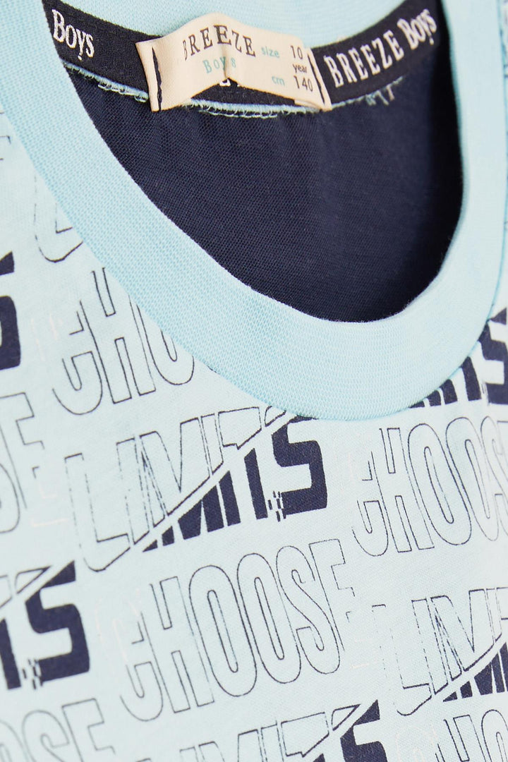 BRE Breeze Boys' T-Shirt Printed with Text and Emblem 96 Years, Light Blue - Perote