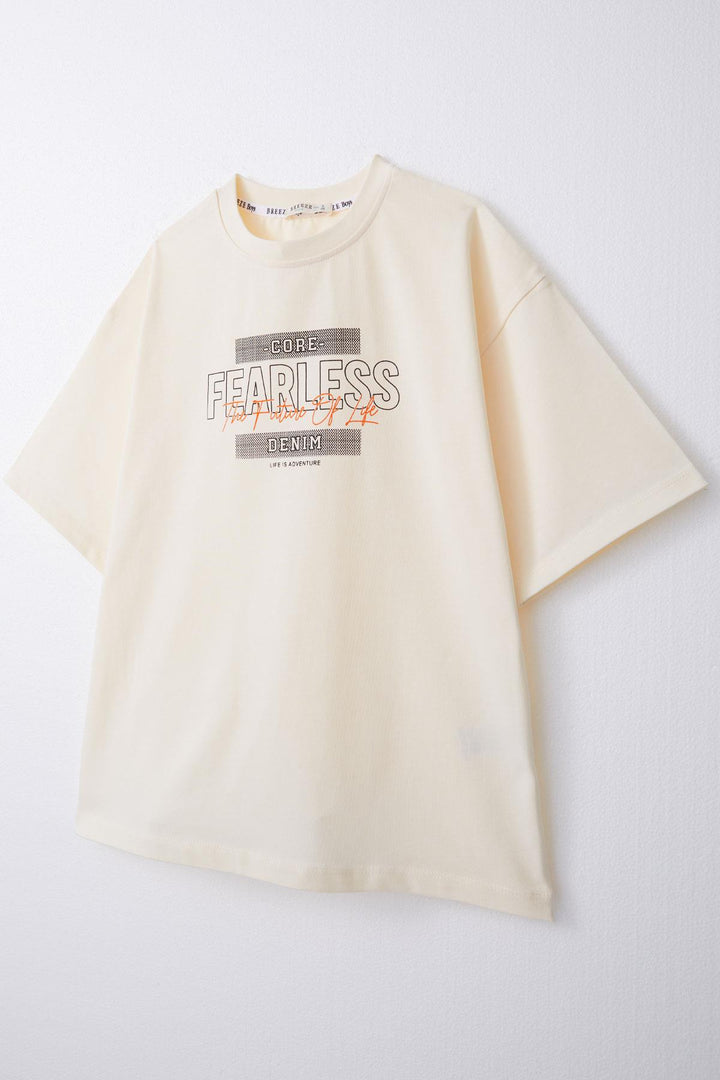 BRE Breeze Boys' T-shirt Printed with Text 84 Years, Cream - East Lansing
