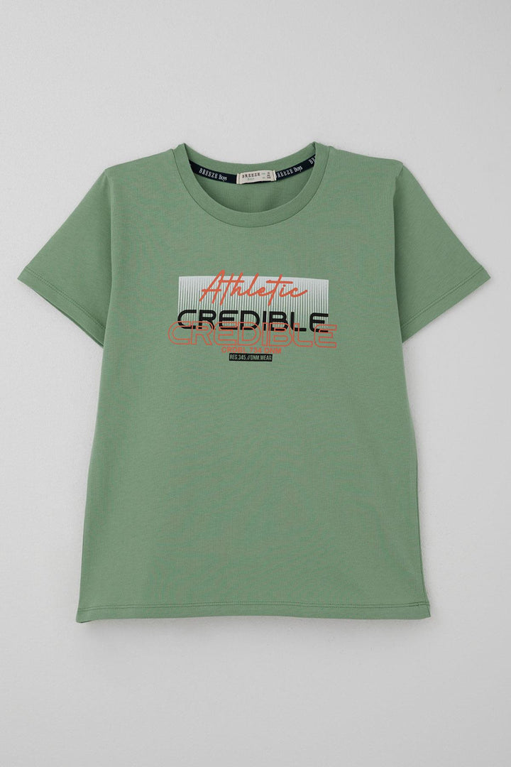 BRE Breeze Erkek Çocuk Tişört Yazı Baskılı Sırt Kısmı Baskı Detaylı 106 Yaş, Mint Yeşili - Río Grande