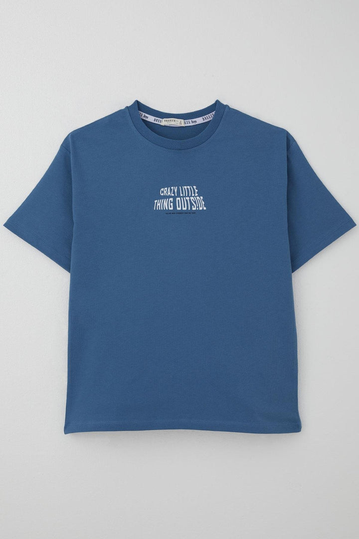 BRE Breeze Erkek Çocuk Tişört Yazı Baskılı 82 Yaş, İndigo - Tula de Allende