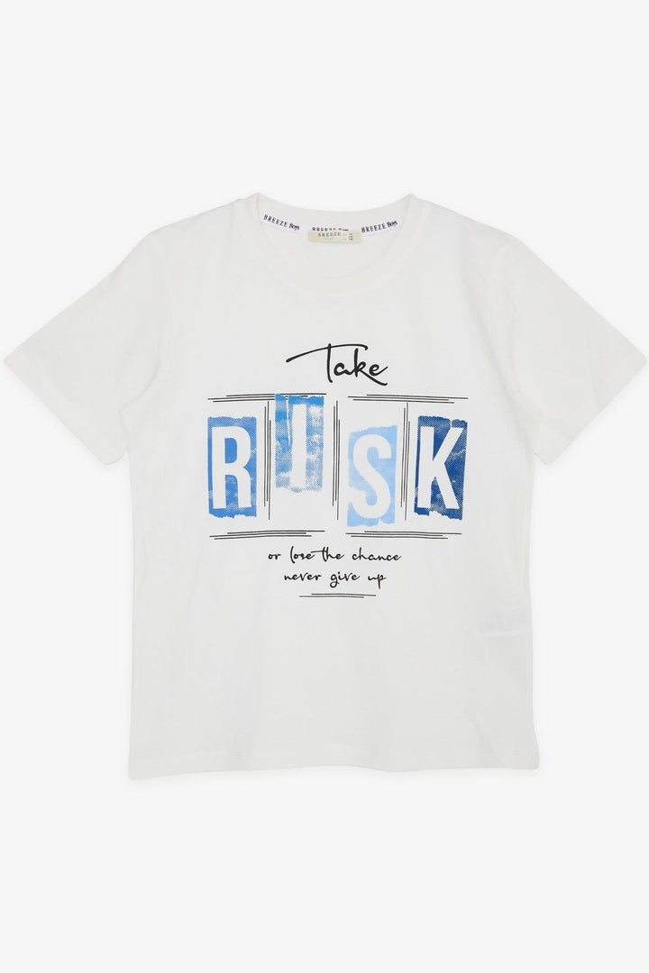 BRE Breeze Boys' T-shirt Printed with Text, 96 Years, Ecru - Heroica Ciudad de Tlaxiaco