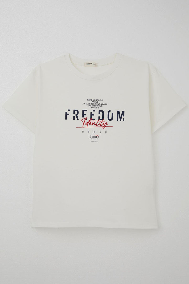 BRE Breeze Boy's T-shirt with Print 50 Years, Ecru - Tours