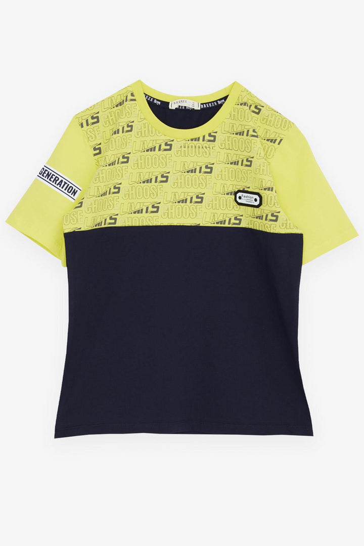 BRE Breeze Boys' T-shirt with Printed Text and Emblem, 96 Years, Yellow - Sioux Falls