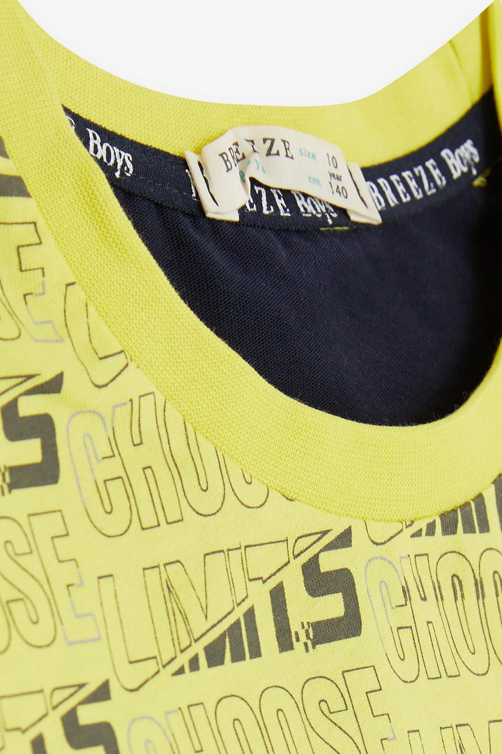 BRE Breeze Boys' T-shirt with Printed Text and Emblem, 96 Years, Yellow - Sioux Falls