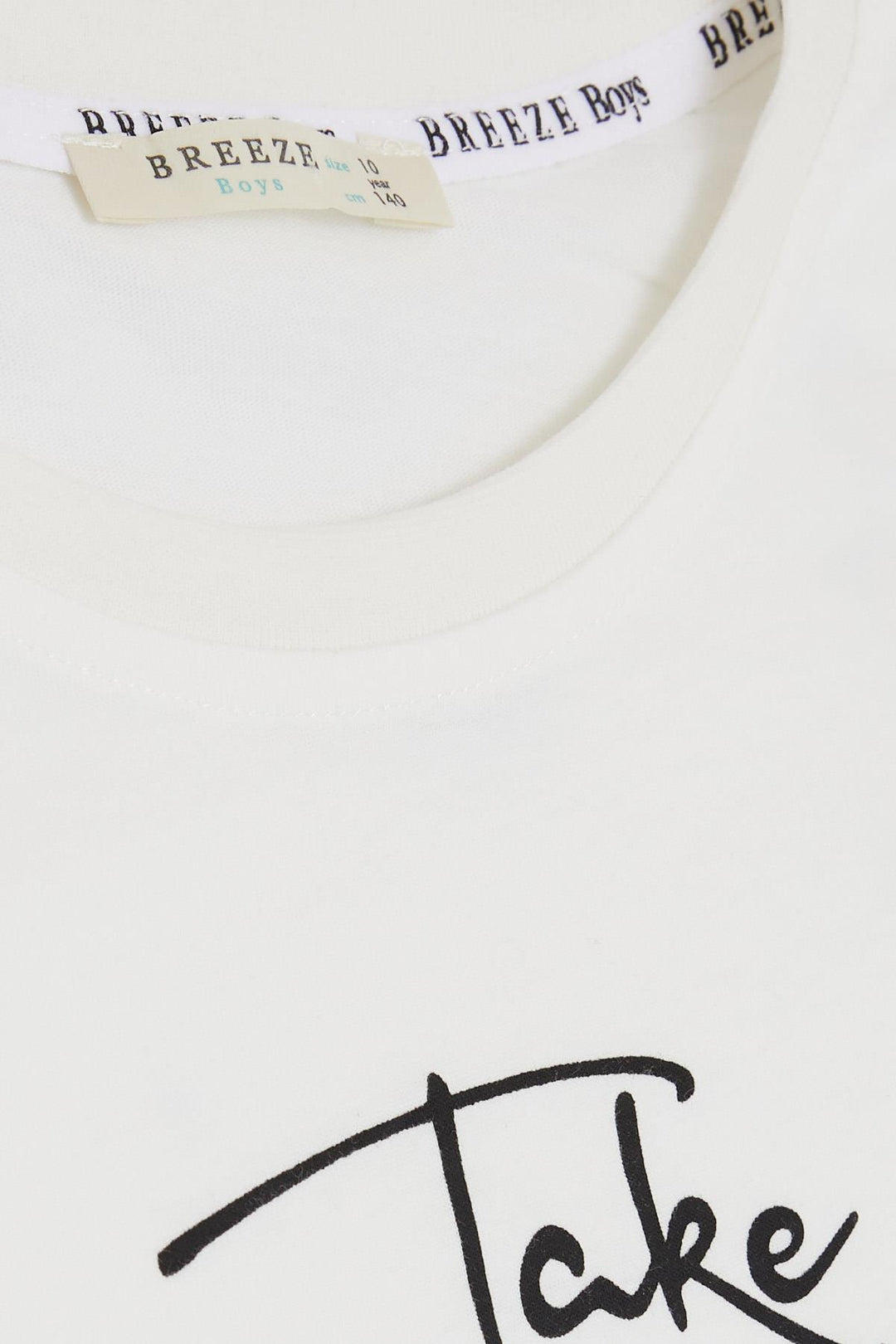 BRE Breeze Boys' T-shirt Printed with Text, 96 Years, Ecru - Heroica Ciudad de Tlaxiaco