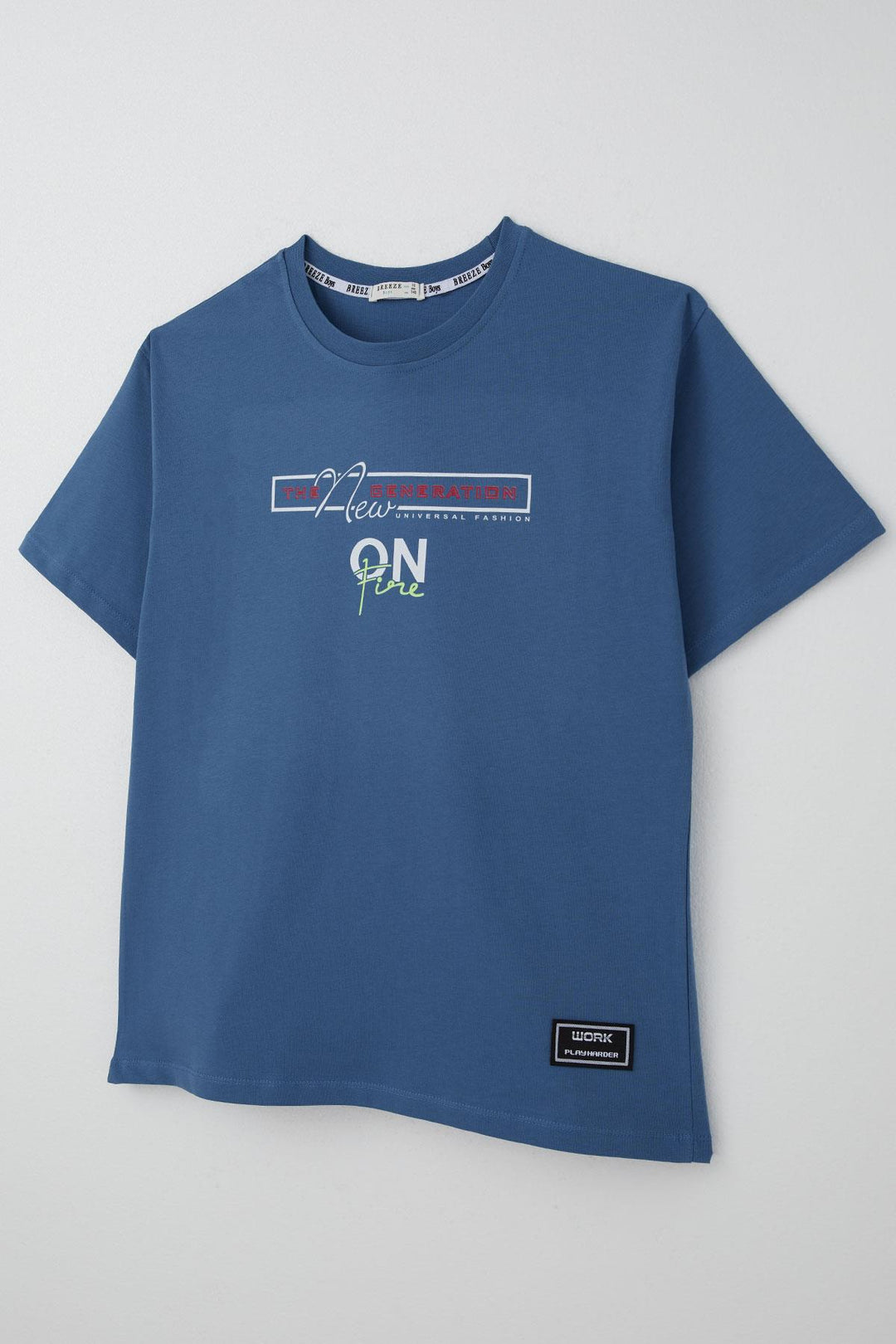 BRE Breeze Boys' T-Shirt Printed with Text and Detailed Emblem, 94 Years, Indigo - Benidorm