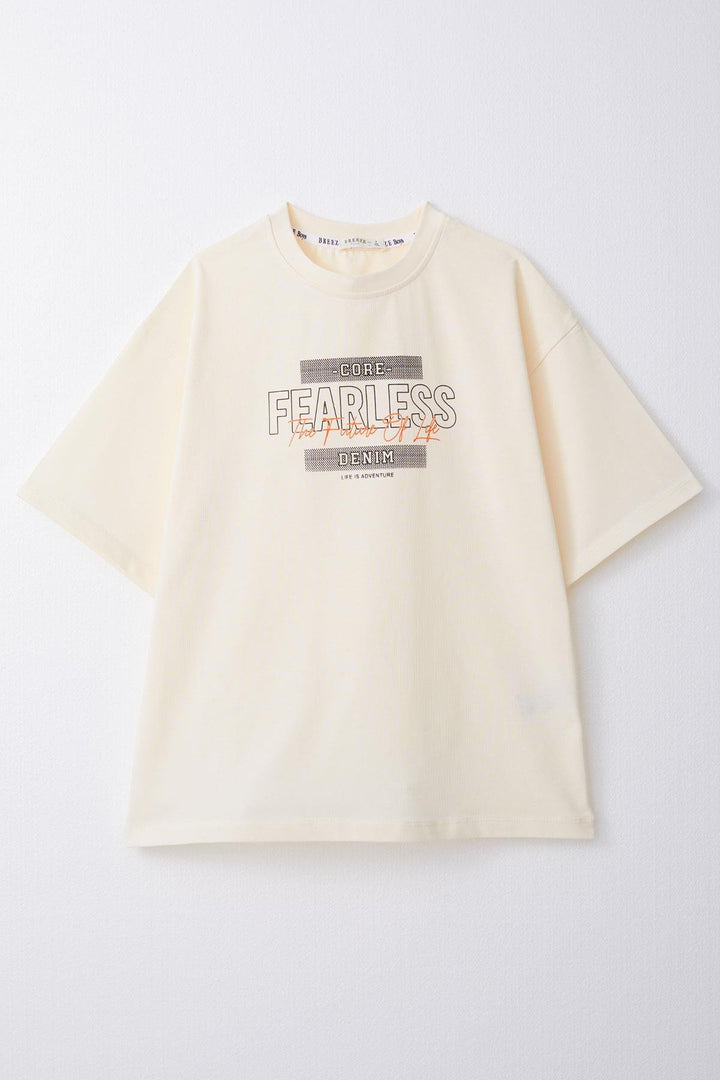 BRE Breeze Boys' T-shirt Printed with Text 84 Years, Cream - East Lansing