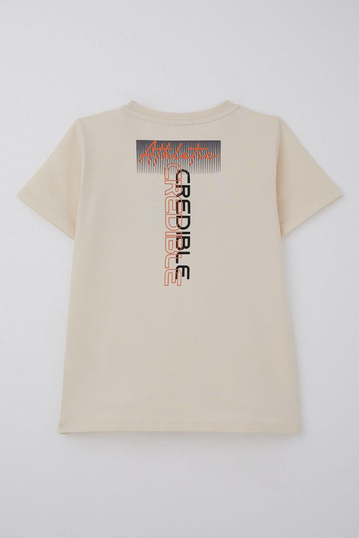 BRE Breeze Erkek Çocuk Tişört Yazı Baskılı Sırt Kısmı Baskı Detaylı 106 Yaş, Krem - Reggio di Calabria