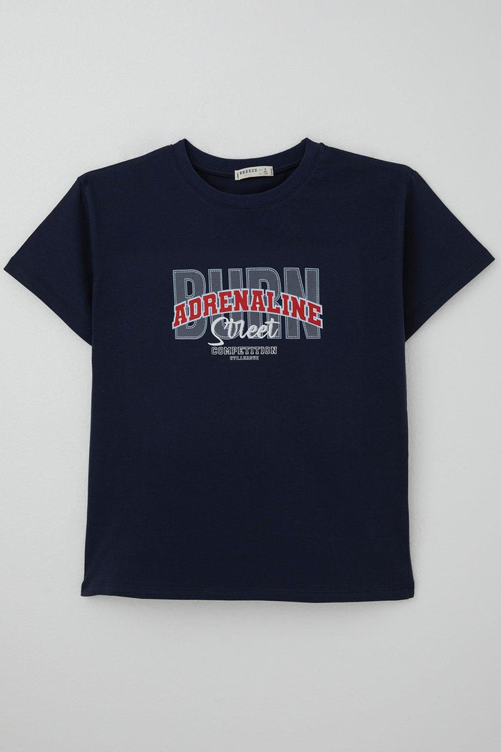 BRE Breeze Boys' T-Shirt Printed with Text, 50 Years, Navy Blue - Paderno Dugnano