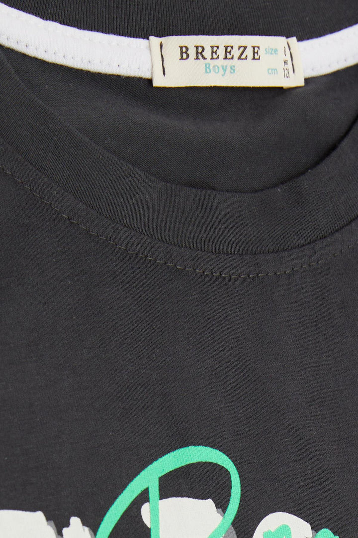 BRE Breeze Boys' T-Shirt Printed with Text, 84 Years, Anthracite - Victoria