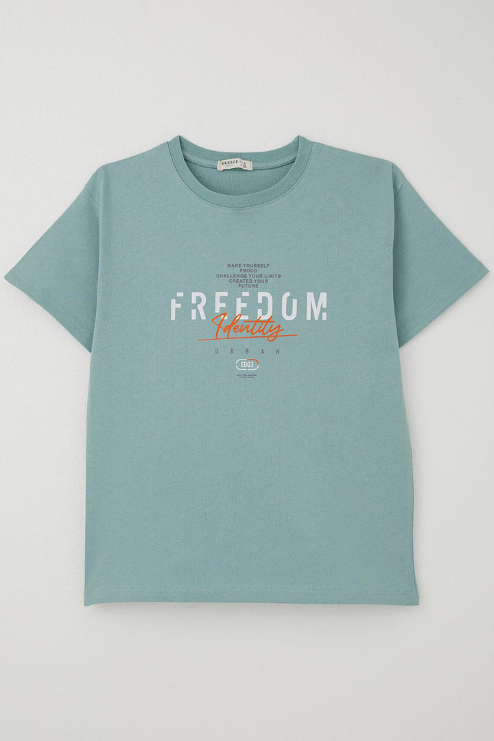 BRE Breeze Boy's T-shirt with Print 50 Years, Aqua Green - Tiel