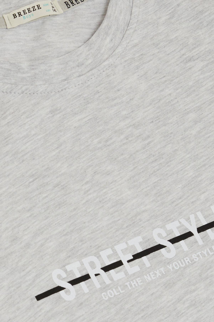 BRE Breeze Boys' T-Shirt Printed with Text and Emblem 94 Years, Light Grey Melange - Cuautitlán