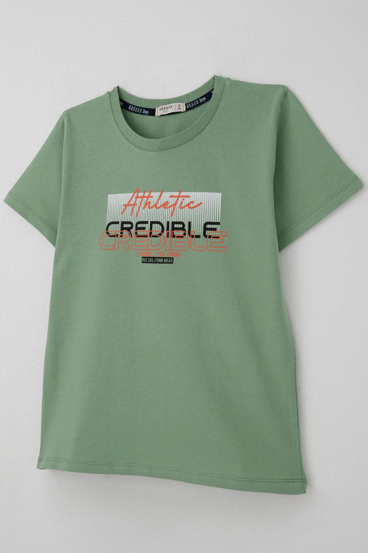 BRE Breeze Erkek Çocuk Tişört Yazı Baskılı Sırt Kısmı Baskı Detaylı 106 Yaş, Mint Yeşili - Río Grande