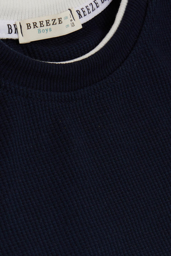BRE Breeze Boys' Long Sleeve T-Shirt with Emblem 84 Years, Navy Blue - Avilés