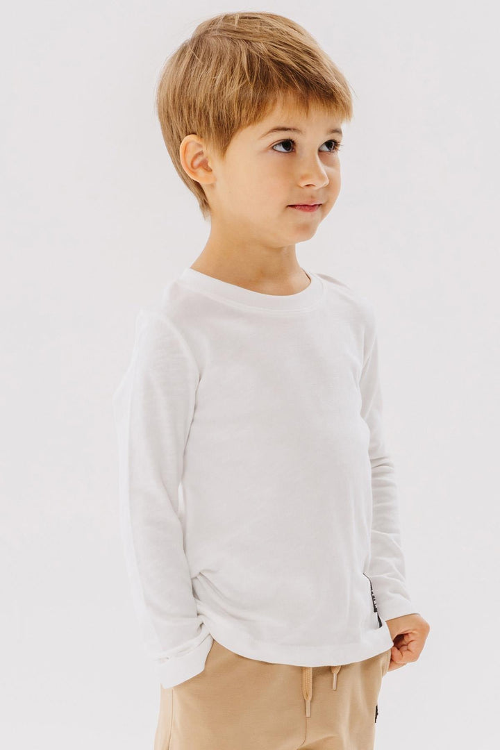 BRE Breeze Girls & Boys Boys Long Sleeve T-Shirt with Emblem 93 Years, Ecru - Glendale