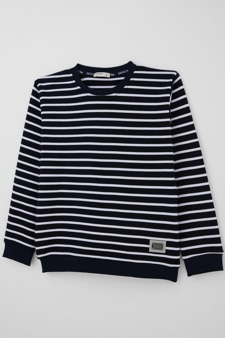 BRE Breeze Boys' Long Sleeve T-Shirt with Patch Detail, Navy, 4-8 Years - Crailsheim