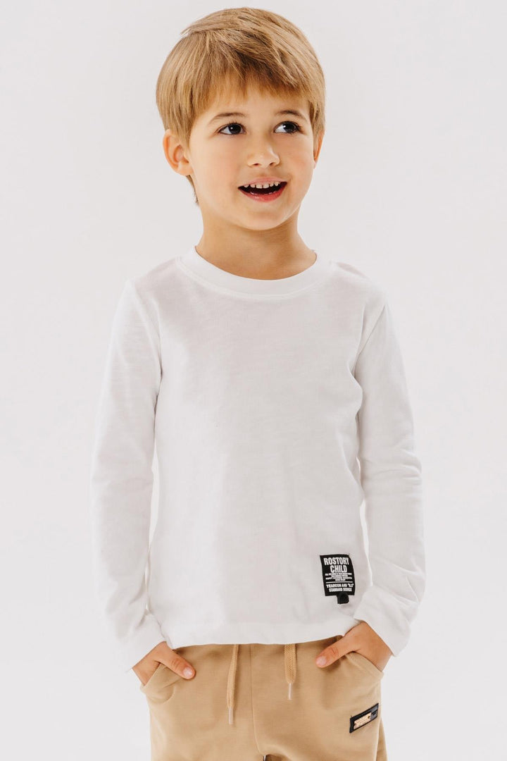 BRE Breeze Girls & Boys Boys Long Sleeve T-Shirt with Emblem 93 Years, Ecru - Glendale
